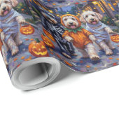 Oud-Engelse schapen honden Trick-or-Treating Hallo Cadeaupapier (Rol Hoek)