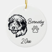 Oud-Engelse schapendoes Aangepaste naam en jaar Li Keramisch Ornament (Voorkant)