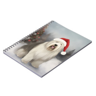Oud-Engelse schapendoes in Sneeuw Kerstmis Notitieboek