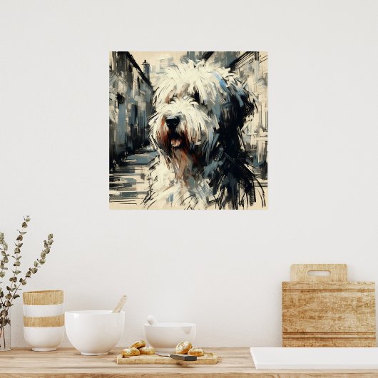 Oud-Engelse schapendoes kunstposter Poster (Keuken)