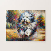 Oud-Engelse schapendoeshond Hondenportret Acryl Ku Legpuzzel (Horizontaal)
