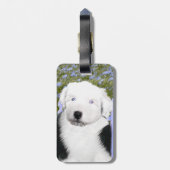Oud-Engelse-schapenpuppy-schilderij - Honden Kunst Bagagelabel (Achterkant verticaal)