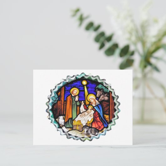 OUD ENGLAND NATIVITY-VENSTER BRIEFKAART (Staand voorkant)