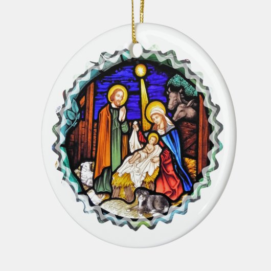 OUD ENGLAND NATIVITY-VENSTER KERAMISCH ORNAMENT (Links)