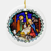 OUD ENGLAND NATIVITY-VENSTER KERAMISCH ORNAMENT (Achterkant)