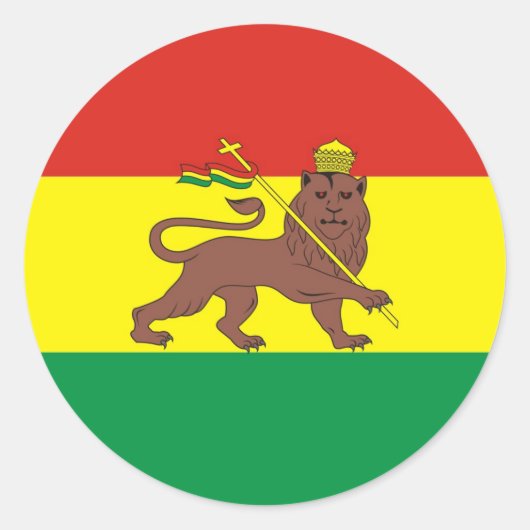 Oud-Ethiopische vlag bij Lion Judah Ronde Sticker (Voorkant)