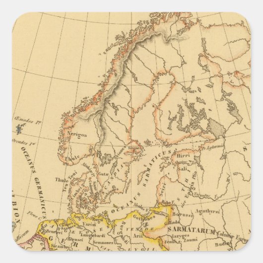 Oud Europa Vierkante Sticker (Voorkant)