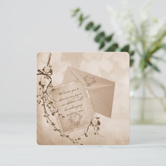 oud-Fashioned bruiloft bouquet Kaart (Staand voorkant)