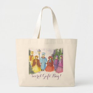 OUD FASHIONED CHRISTMAS CAROLERS SECRET GIFT GROTE TOTE BAG