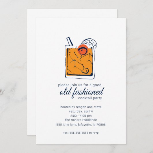 Oud Fashioned Cocktail Party Uitnodigingen (Voorkant / Achterkant)