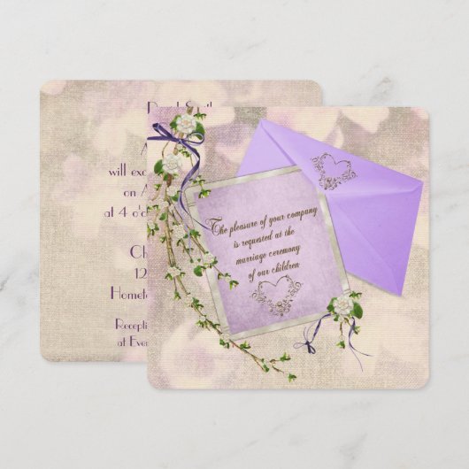 Oud-Fashioned floral Wedding-uitnodiging Kaart (Voorkant / Achterkant)