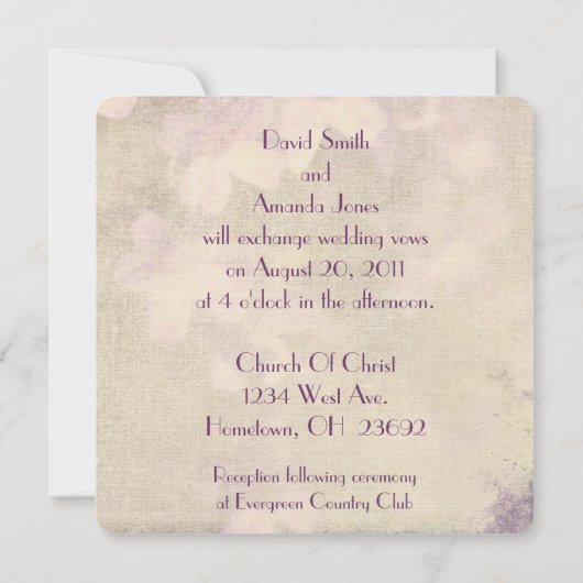 Oud-Fashioned floral Wedding-uitnodiging Kaart (Achterkant)