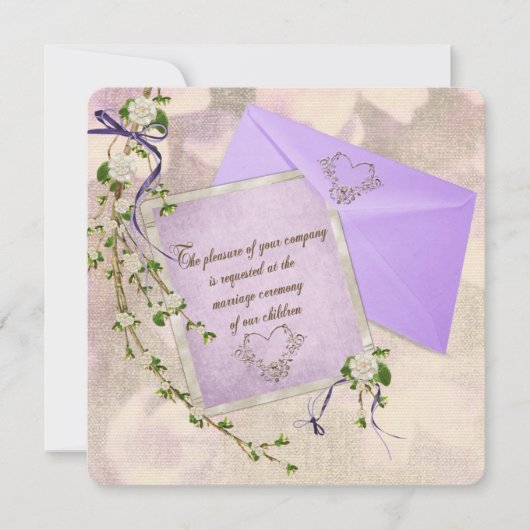 Oud-Fashioned floral Wedding-uitnodiging Kaart (Voorkant)