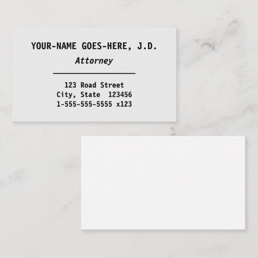 Oud Fashioned, Klassiek Visitekaartje (Voorkant / Achterkant)