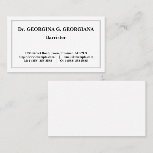 Oud Fashioned, Klassiek Visitekaartje (Voorkant / Achterkant)