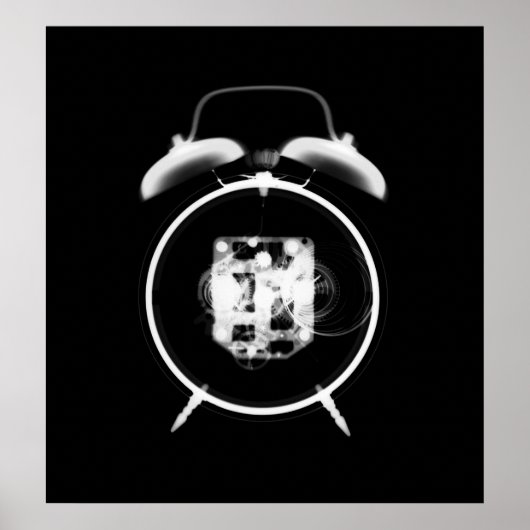 Oud Fashioned X-Ray Clock Black White Poster (Voorkant)