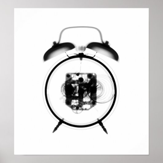 Oud Fashioned X-Ray Clock Black White Poster (Voorkant)