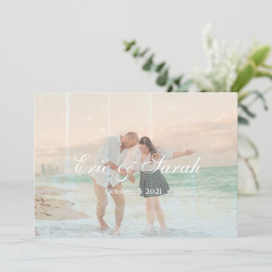 /oud foto-effect jubileumpaar aankondiging (Staand voorkant)