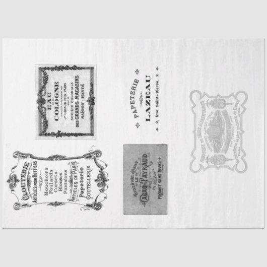 Oud Frans Advertentie Decoupage Papier (Voorkant)
