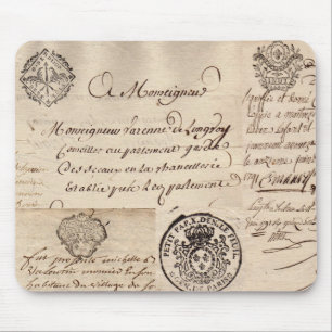 Oud Frans Document Collage Mousepad Muismat