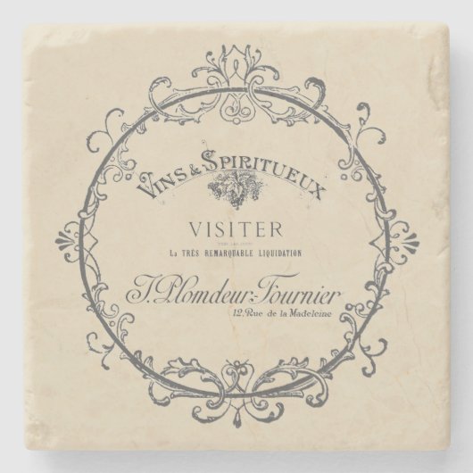 Oud Frans Etiket Stenen Onderzetter (Voorkant)