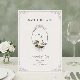 Oud Frans landelijk monogram trouw  Save The Date