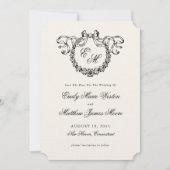 Oud Frans Monogram Krans Elegant Trouwen Save The Date (Voorkant)