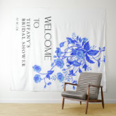 Oud Franse Toile Blauwe Bloem Bruidsdouche Wandkleed (In Situ (horizontaal))