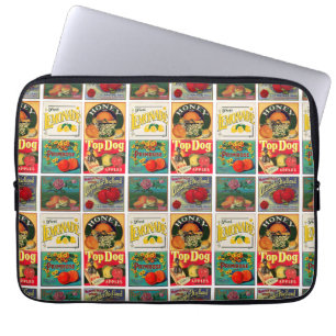 Oud Fruitlabelpatroon Laptop Sleeve