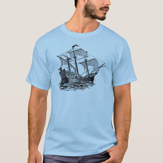 Oud galjoen schip t-shirt (Voorkant)