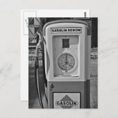 Oud gas pomp zwart-wit foto briefkaart (Voorkant / Achterkant)