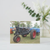 Oud-gasmotortractor Briefkaart (Staand voorkant)