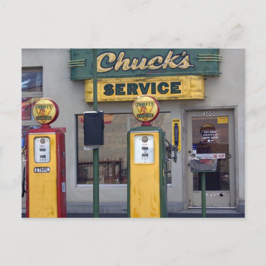 Oud gasstation briefkaart (Voorkant)