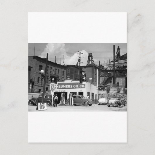 Oud gasstation, jaren dertig briefkaart (Voorkant)