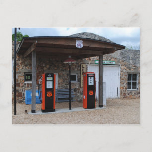Oud gasstation op route 66 briefkaart