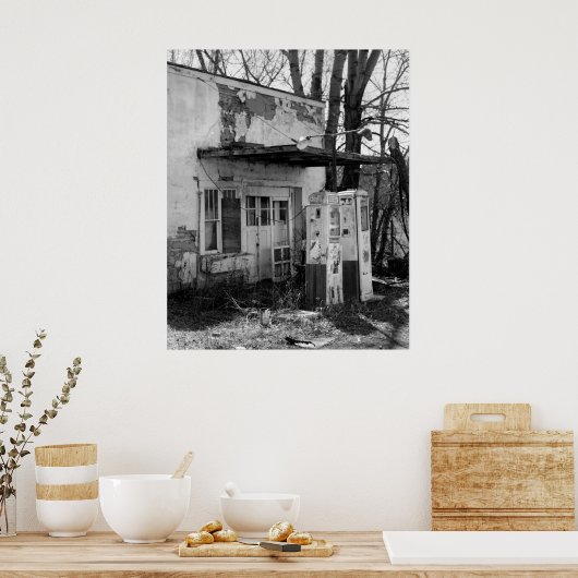 Oud gasstation poster (Keuken)