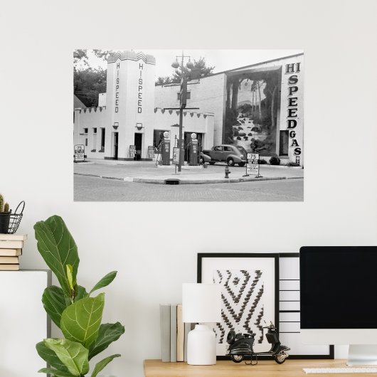 Oud gasstation poster (Thuiskantoor)