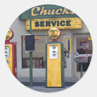 Oud gasstation ronde sticker