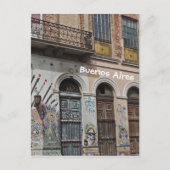Oud gebouw met Balconies Graffiti & Deuren Briefkaart (Voorkant)