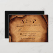 oud gebrand papieren huwelijk RSVP (Voorkant / Achterkant)