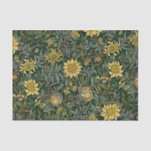 Oud Geel Bloemmotief Tissuepapier (Voorkant)