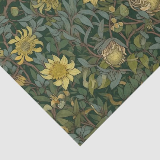 Oud Geel Bloemmotief Tissuepapier (Detail)