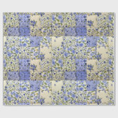 Oud-gefaseerd blauw Floral Quilt Pattern Cadeaupapier (Vlak)
