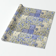 Oud-gefaseerd blauw Floral Quilt Pattern