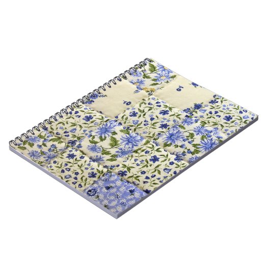 Oud-gefaseerd blauw Floral Quilt Pattern Notitieboek (Linkerzijde)