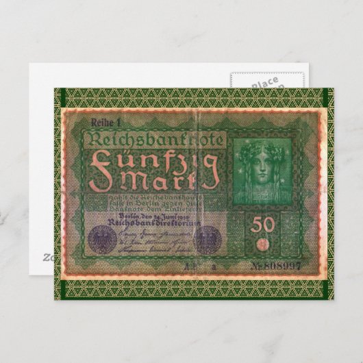 Oud geld: 50 Duitse mark Briefkaart (Voorkant / Achterkant)