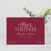 Oud Geld Bordeaux Trouwfeest Save The Date (Staand voorkant)