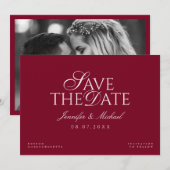 Oud Geld Bordeaux Trouwfeest Save The Date (Voorkant / Achterkant)