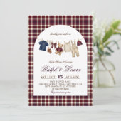 Oud Geld Bourgondië Beer Babyshower Kaart (Staand voorkant)