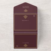 Oud Geld Bourgondië Bruiloft All In One Uitnodiging (Buitenkant)